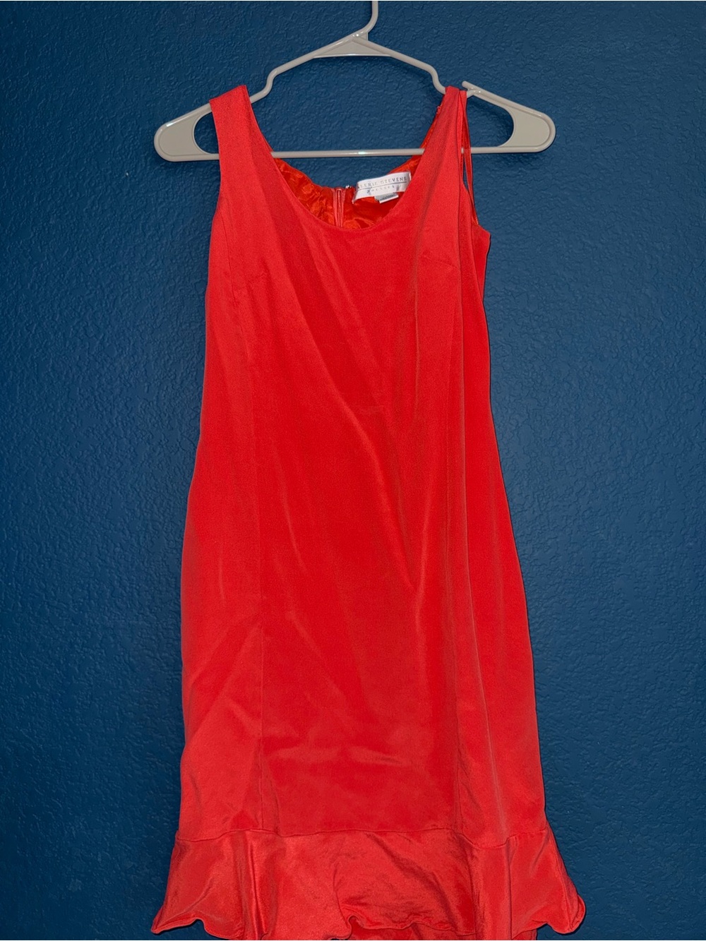 Valerie Stevens Coral-Red Silk Sleeveless Dress